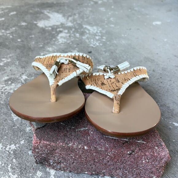 NWOT Jack Rogers photo cork with leather trim, thong flip-flops - Picture 4 of 9